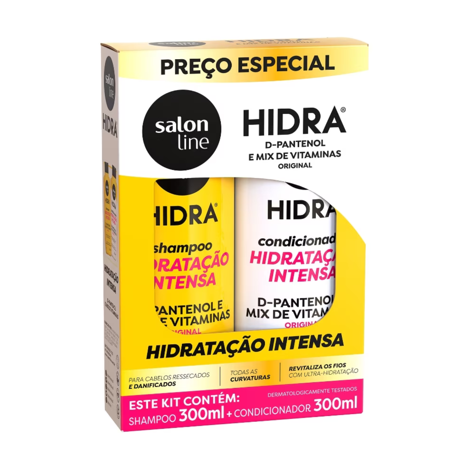 Salon Line Kit Hidratação Intensa: Hidra D-Pantenol e Mix de Vitaminas - Shampoo + Condicionador (300ml)